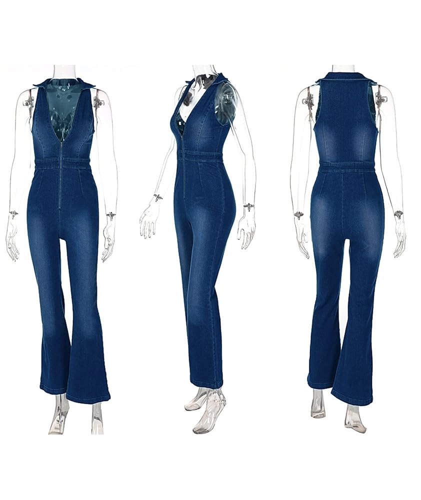 サロペット・オーバーオール・オールインワン Ameri vintage V NECK DENIM JUMPSUIT Ameri（アメリ）の「V NECK DENIM JUMPSUIT（つなぎ